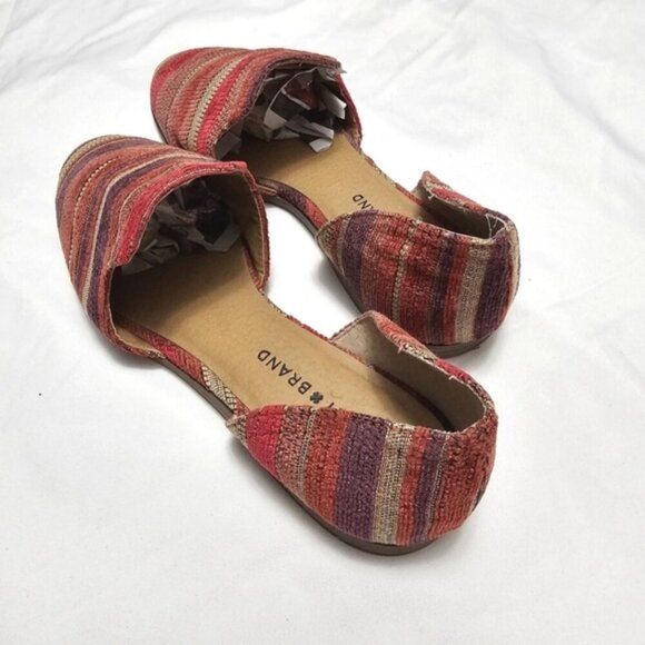 Lucky Brand Woven D'Orsay Flats Striped Boho Southwestern Size 9.5 - Picture 3 of 6